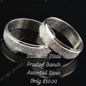 His & Hers Stainless Steel Frosted Wedding Bands